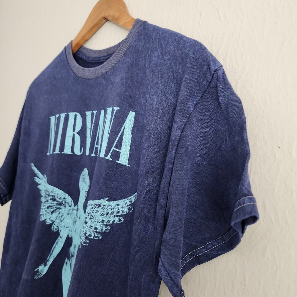 NEW NIRVANA Blue Angel Graphic T-Shirt Unisex M Faded Cotton Grunge Tee - Picture 4 of 8